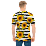 Sunflower Striped Pattern Print Men's T-Shirt