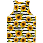 Sunflower Striped Pattern Print Men's Tank Top