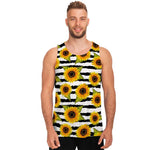 Sunflower Striped Pattern Print Men's Tank Top