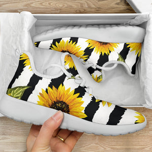 Sunflower Striped Pattern Print Mesh Knit Shoes GearFrost