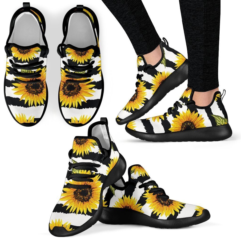 Sunflower Striped Pattern Print Mesh Knit Shoes GearFrost