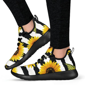 Sunflower Striped Pattern Print Mesh Knit Shoes GearFrost