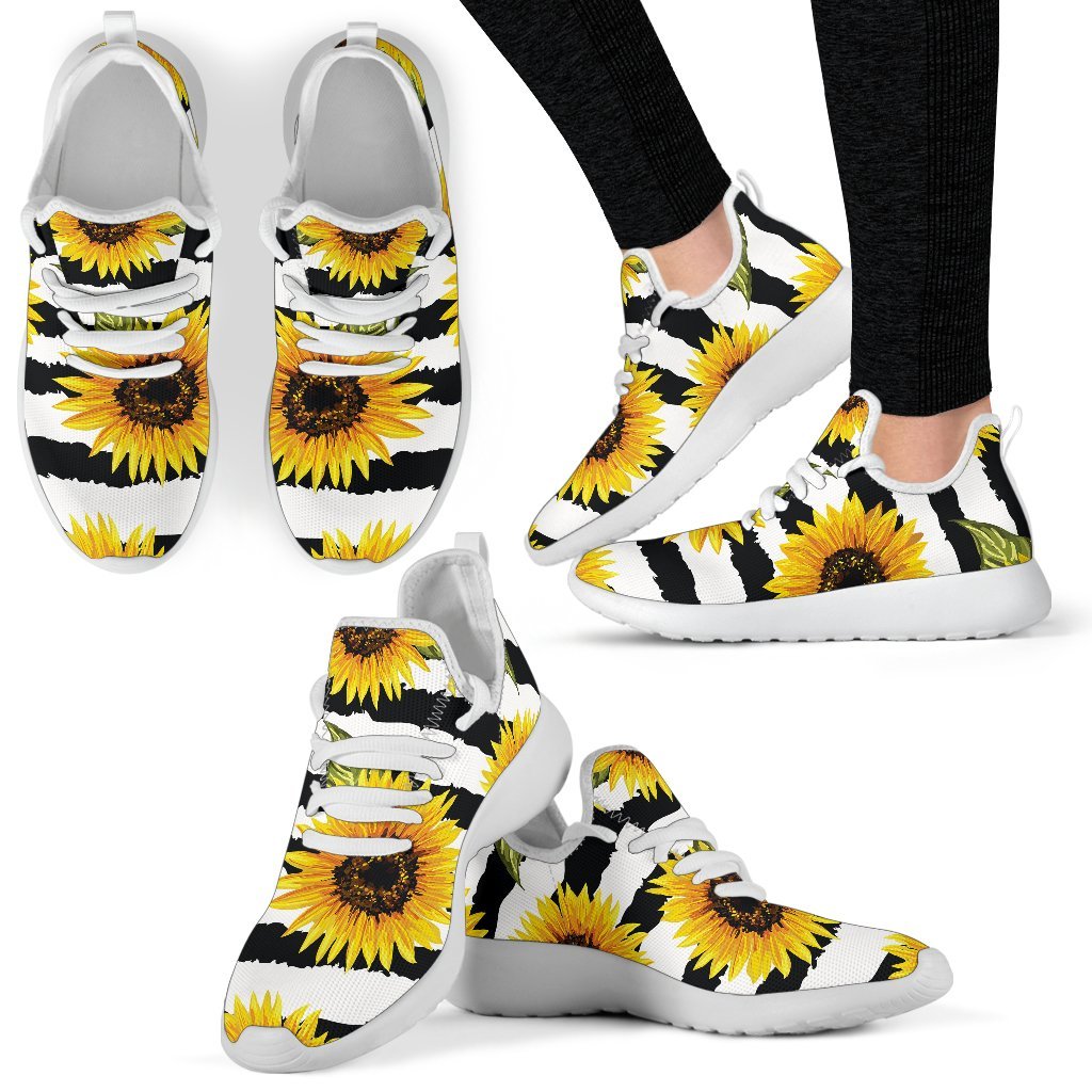 Sunflower Striped Pattern Print Mesh Knit Shoes GearFrost