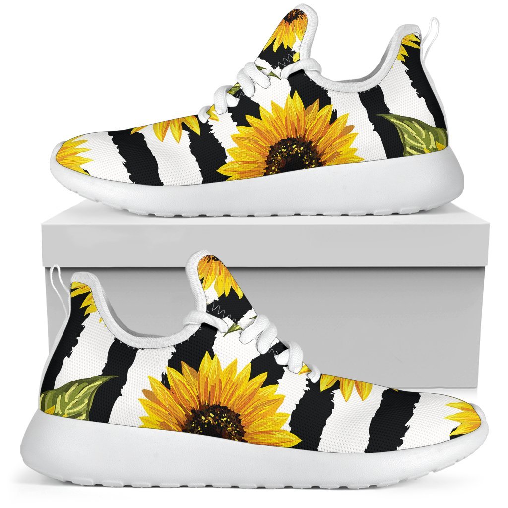 Sunflower Striped Pattern Print Mesh Knit Shoes GearFrost