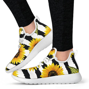 Sunflower Striped Pattern Print Mesh Knit Shoes GearFrost