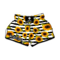 Sunflower Striped Pattern Print Muay Thai Boxing Shorts