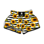 Sunflower Striped Pattern Print Muay Thai Boxing Shorts