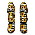 Sunflower Striped Pattern Print Muay Thai Shin Guards