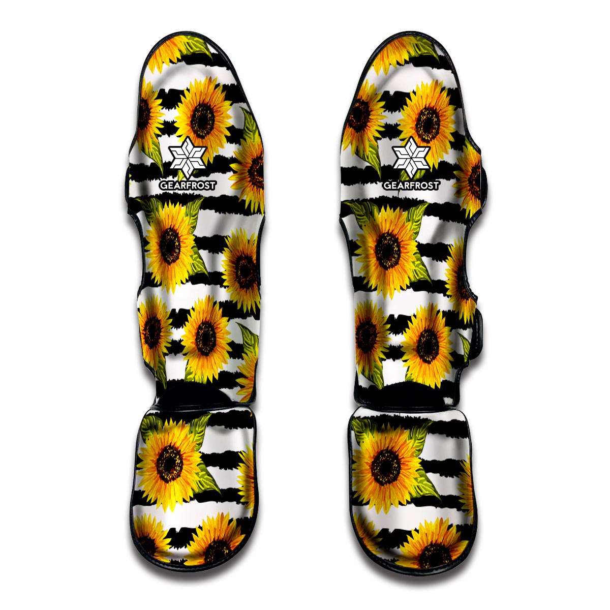 Sunflower Striped Pattern Print Muay Thai Shin Guard