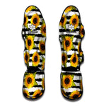 Sunflower Striped Pattern Print Muay Thai Shin Guard