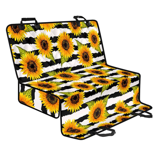 Sunflower Striped Pattern Print Pet Car Back Seat Cover
