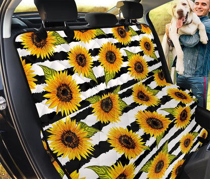 Sunflower Striped Pattern Print Pet Car Back Seat Cover