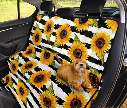 Sunflower Striped Pattern Print Pet Car Back Seat Cover