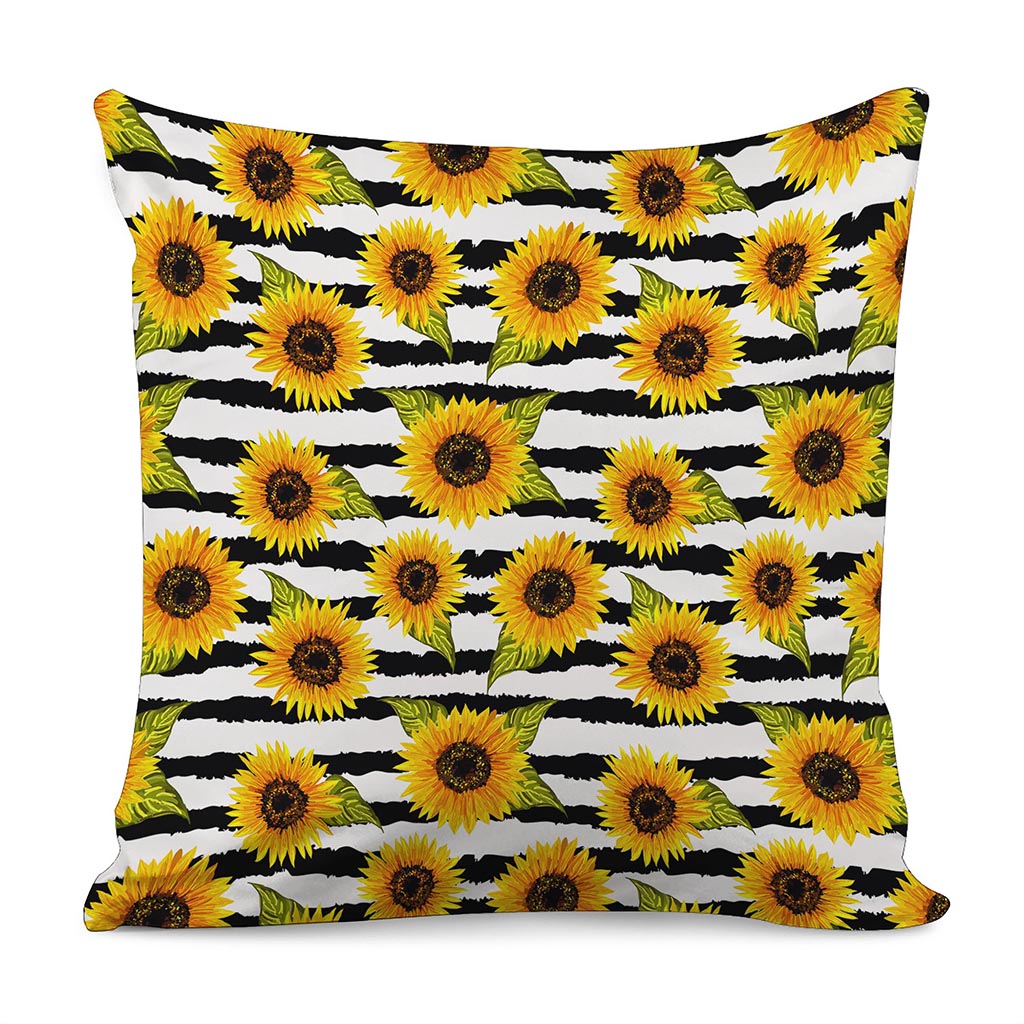 Sunflower Striped Pattern Print Pillow Cover