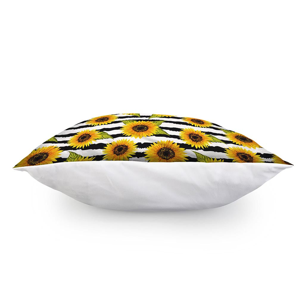 Sunflower Striped Pattern Print Pillow Cover