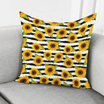 Sunflower Striped Pattern Print Pillow Cover