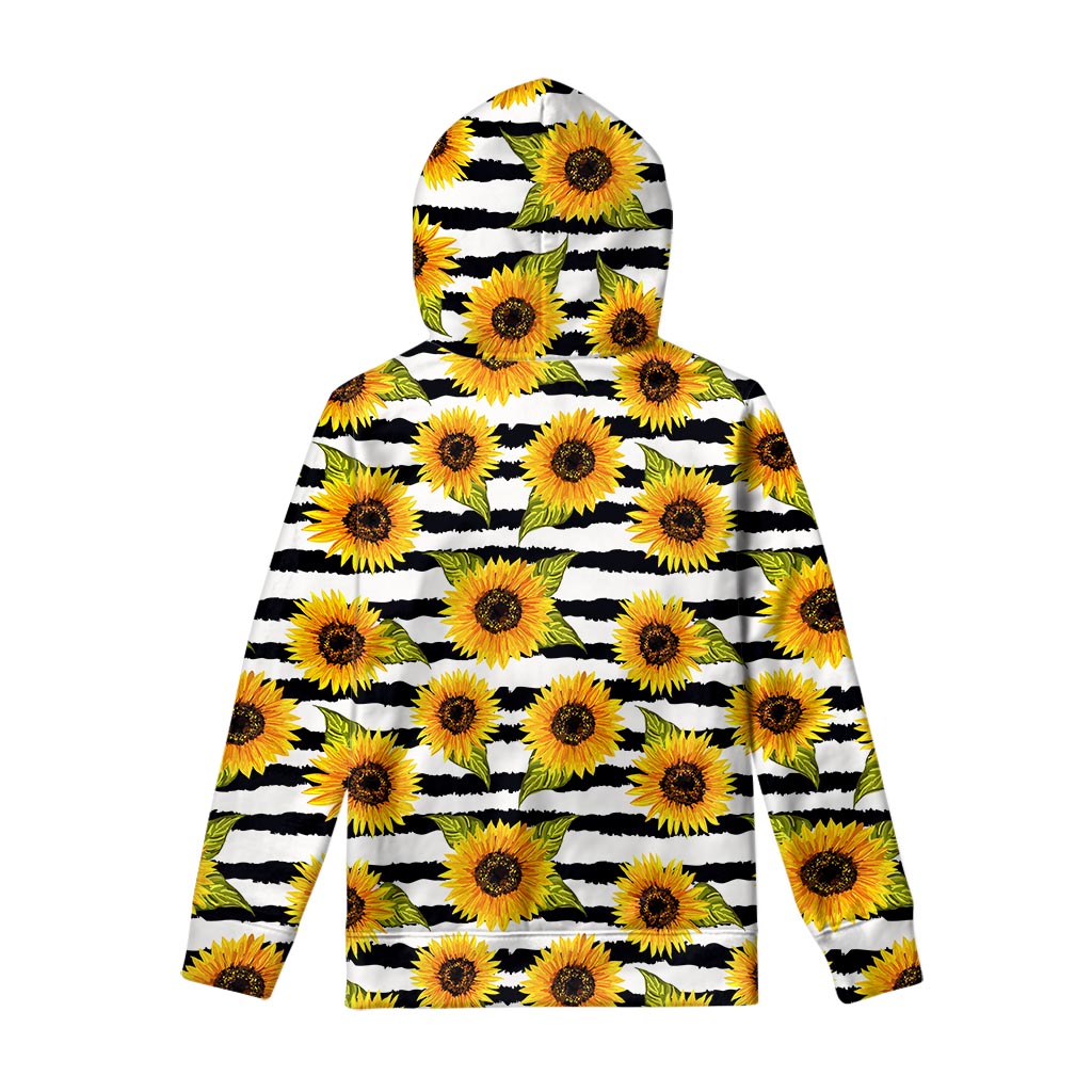 Sunflower Striped Pattern Print Pullover Hoodie