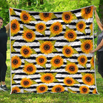 Sunflower Striped Pattern Print Quilt