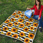 Sunflower Striped Pattern Print Quilt