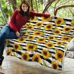 Sunflower Striped Pattern Print Quilt