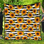 Sunflower Striped Pattern Print Quilt