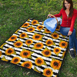 Sunflower Striped Pattern Print Quilt