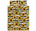 Sunflower Striped Pattern Print Quilt Bed Set