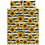 Sunflower Striped Pattern Print Quilt Bed Set