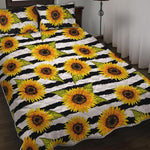 Sunflower Striped Pattern Print Quilt Bed Set