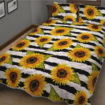 Sunflower Striped Pattern Print Quilt Bed Set