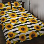 Sunflower Striped Pattern Print Quilt Bed Set