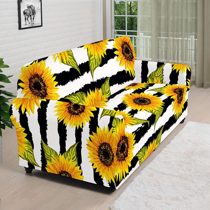 Sunflower Striped Pattern Print Sofa Cover
