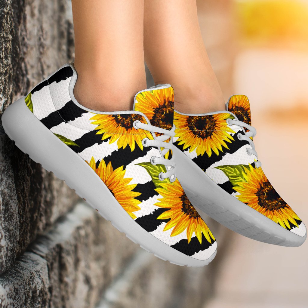 Sunflower Striped Pattern Print Sport Shoes GearFrost