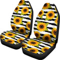 Sunflower Striped Pattern Print Universal Fit Car Seat Covers