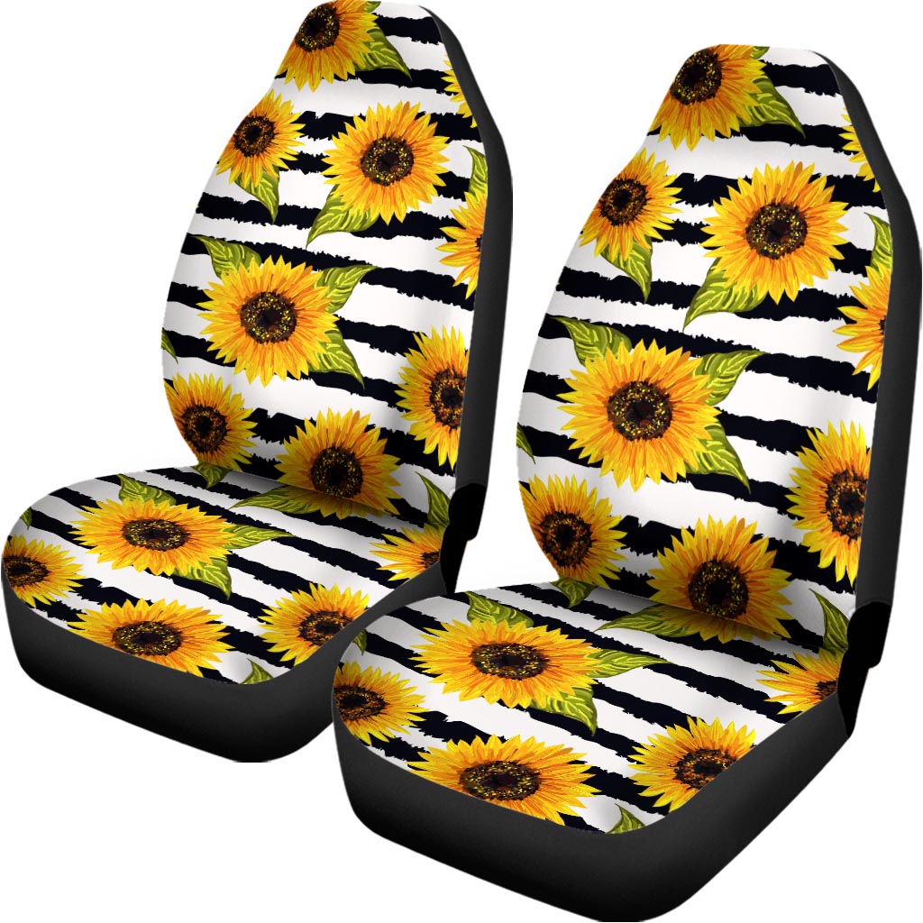 Sunflower Striped Pattern Print Universal Fit Car Seat Covers
