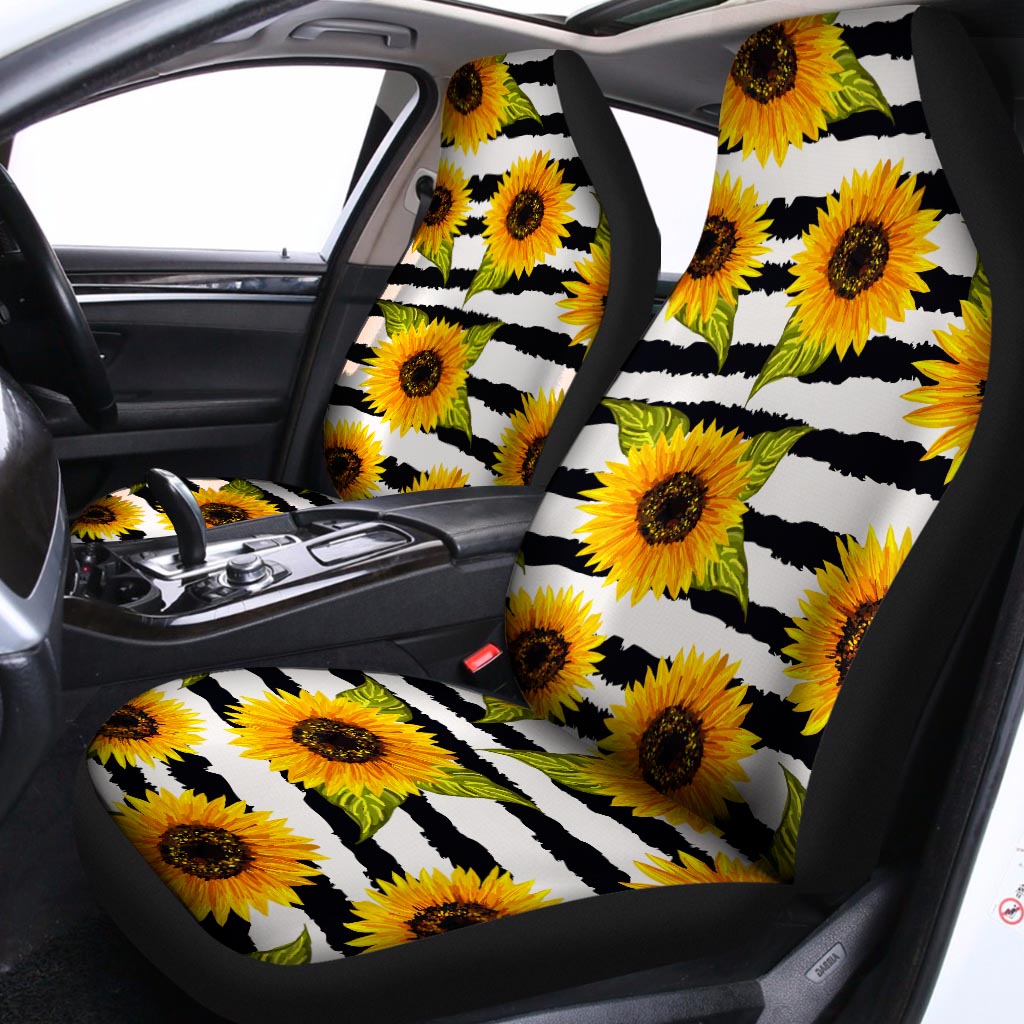 Sunflower Striped Pattern Print Universal Fit Car Seat Covers