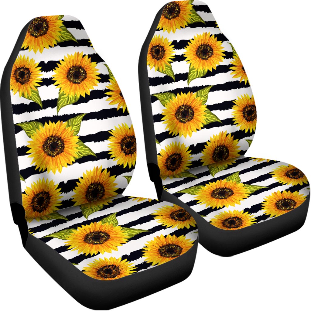 Sunflower Striped Pattern Print Universal Fit Car Seat Covers