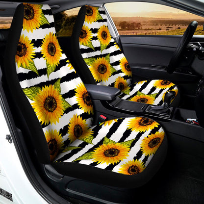 Sunflower Striped Pattern Print Universal Fit Car Seat Covers