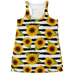 Sunflower Striped Pattern Print Women's Racerback Tank Top