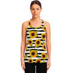 Sunflower Striped Pattern Print Women's Racerback Tank Top