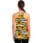 Sunflower Striped Pattern Print Women's Racerback Tank Top