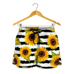 Sunflower Striped Pattern Print Women's Shorts