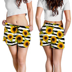 Sunflower Striped Pattern Print Women's Shorts