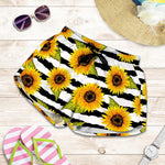 Sunflower Striped Pattern Print Women's Shorts