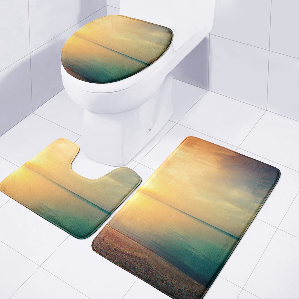 Sunrise Beach Print 3 Piece Bath Mat Set