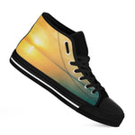 Sunrise Beach Print Black High Top Shoes