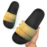 Sunrise Beach Print Black Slide Sandals