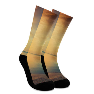 Sunrise Beach Print Crew Socks