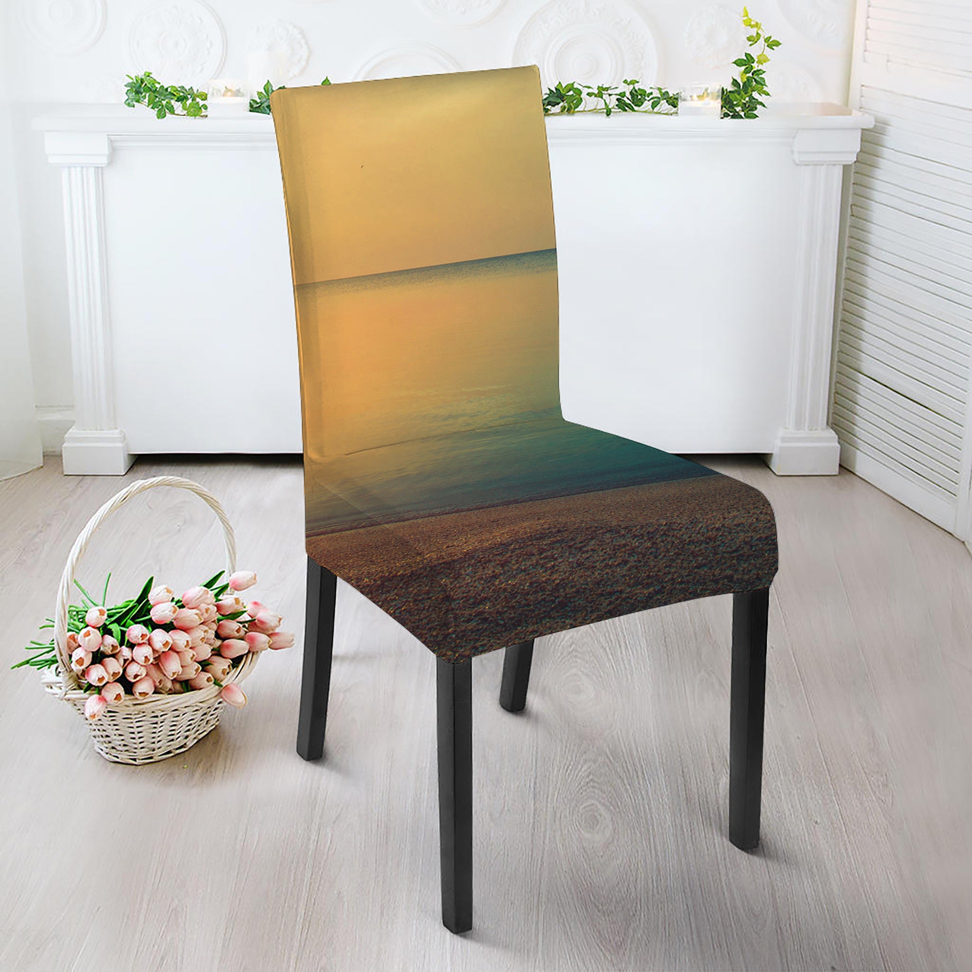Sunrise Beach Print Dining Chair Slipcover