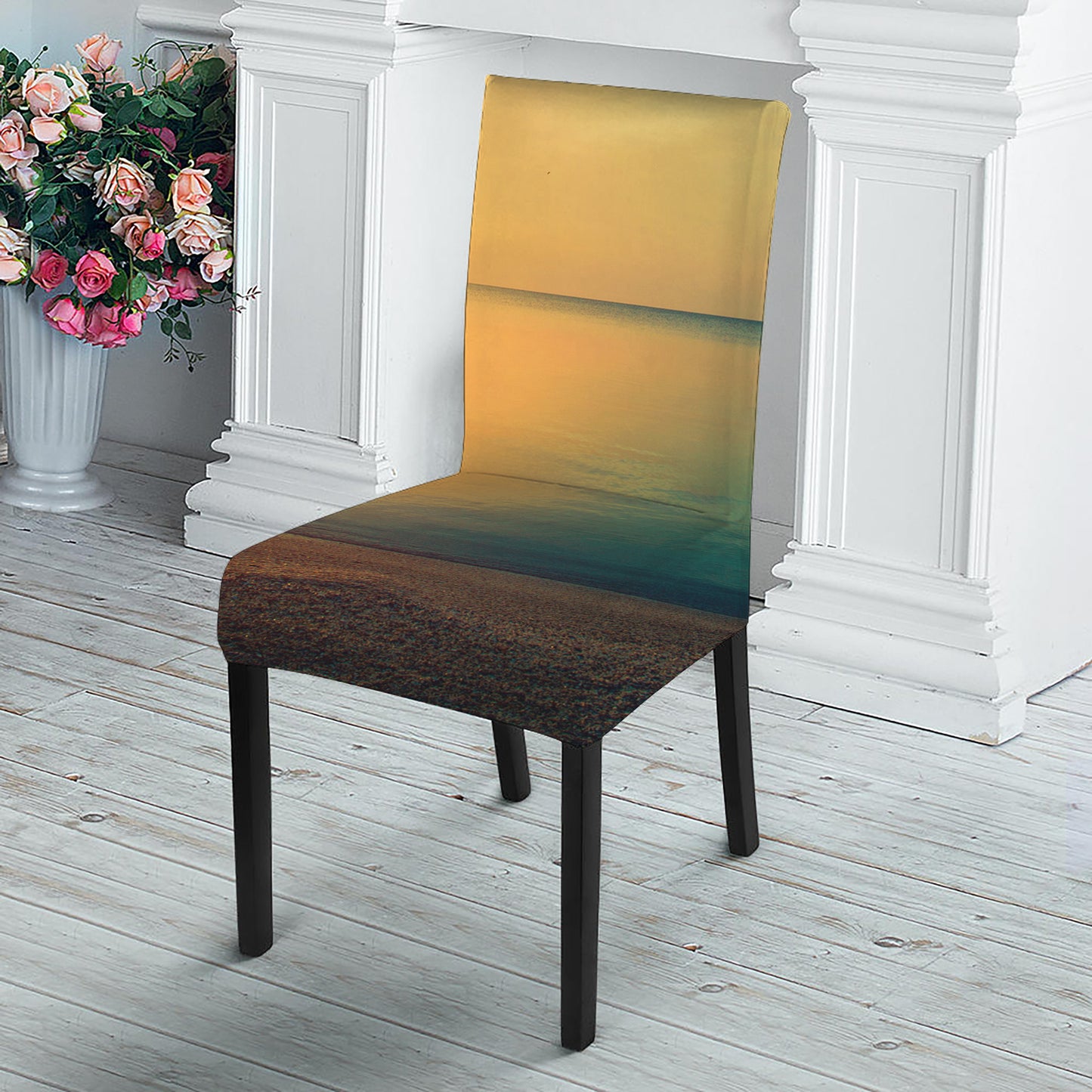 Sunrise Beach Print Dining Chair Slipcover